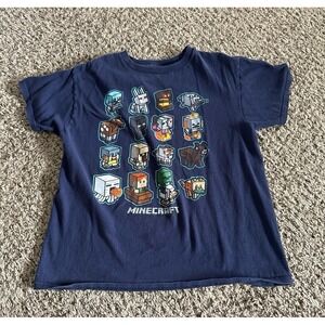 Mojang Boys Navy Blue "Minecraft" Short Sleeve Tee Size Medium